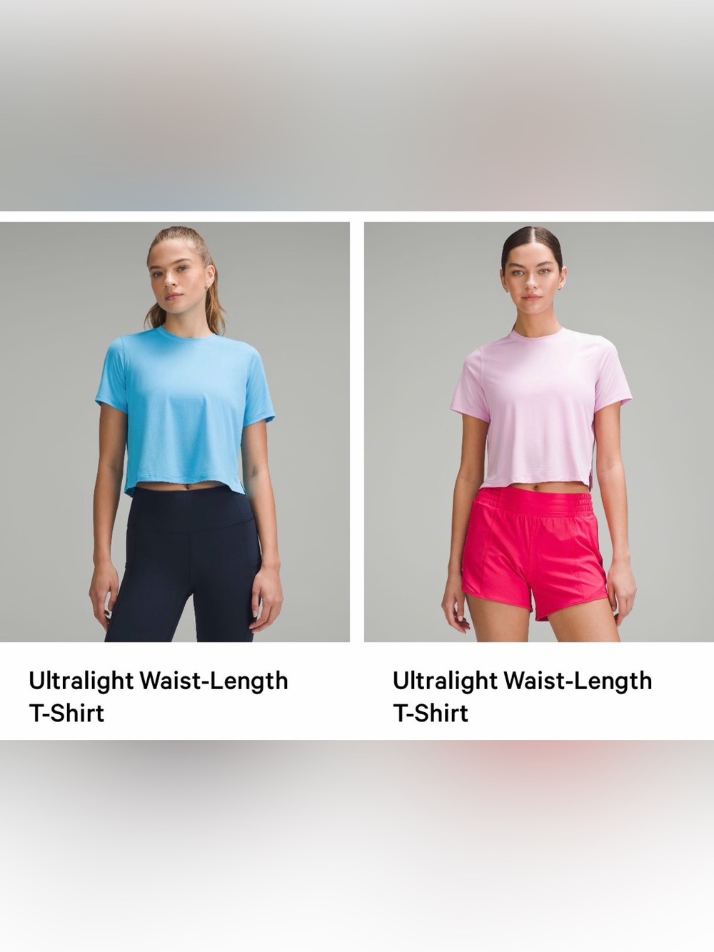 Bundle of 2 Lululemon ultralight waist length t shirts